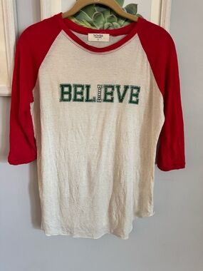 Ya Ya Club Cream Tee with Red Trim